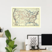 1907年アメリカの探索経路 ポスター (ホームオフィス)