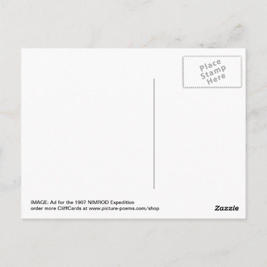 1907年シャックルトンNIMROD遠征のための広告 ポストカード (裏面)