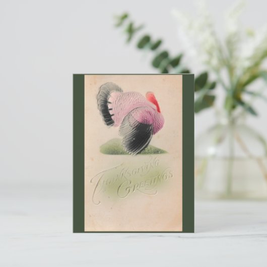 1907年ヴィンテージ感謝祭ピンクとグレートルコ ポストカード (スタンド正面)