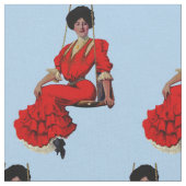 1907年 ブランコに乗る美人画 ファブリック (クローズアップ)