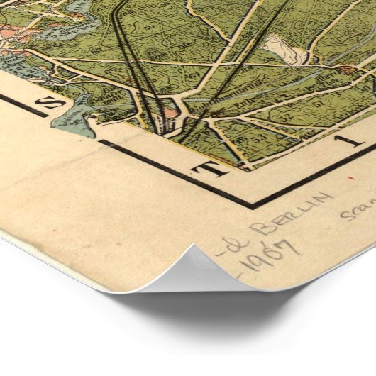 1907年 ベルリン交通地図 - ドイツ地図 ポスター (角)