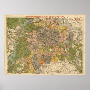 1907年 ベルリン交通地図 - ドイツ地図 ポスター