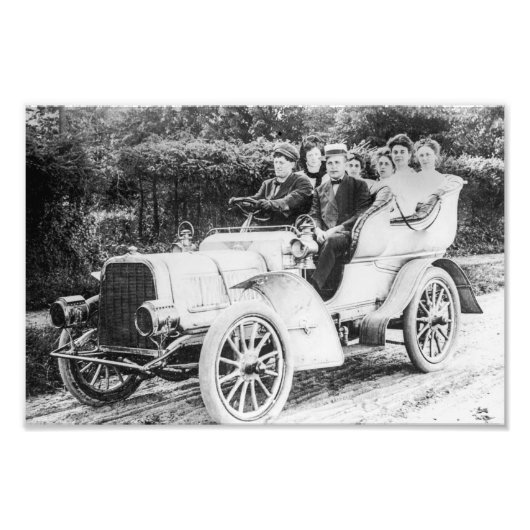 1907白モデルGスチームツーリングカー フォトプリント (正面)