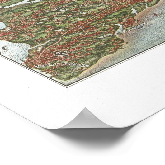 1907 New York & Vicinity Birds Eye Panoramic Map ポスター (角)