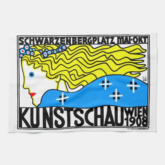 1908ウィーンアールヌーボーアートショーフェアメイド キッチンタオル (横)