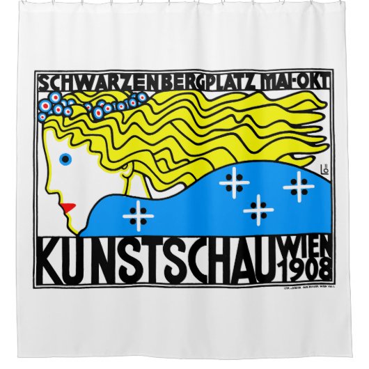 1908ウィーンアールヌーボーアートショーフェアメイド シャワーカーテン (正面)