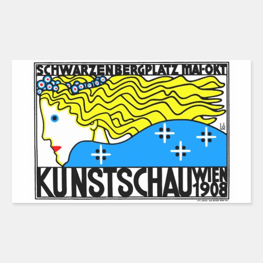 1908ウィーンアールヌーボーアートショーフェアメイド 長方形シール (正面)