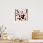 1908ゴルフウォーターカラープリント ポスター (キッチン)