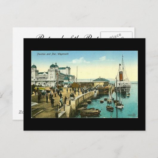 1908年の旧はがき、ワイマス、ドーセット ポストカード (正面/裏面)