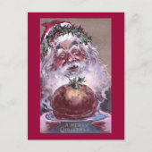1908年サンタとプラムプリンのヴィンテージクリスマス シーズンポストカード (正面)
