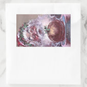 1908年サンタとプラムプリンのヴィンテージクリスマス 長方形シール (バッグ)