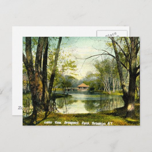 1908年ヴィンテージ ブルックリンNY プロスペクトパーク ポストカード (正面/裏面)