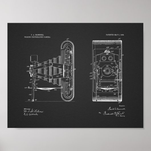 1908年折りカメラ特許美術スケッチプリント ポスター (正面)