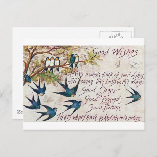1908年青い鳥を願う ポストカード (正面/裏面)