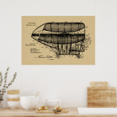 1908年飛行船特許スケッチ芸術プリント ポスター (キッチン)