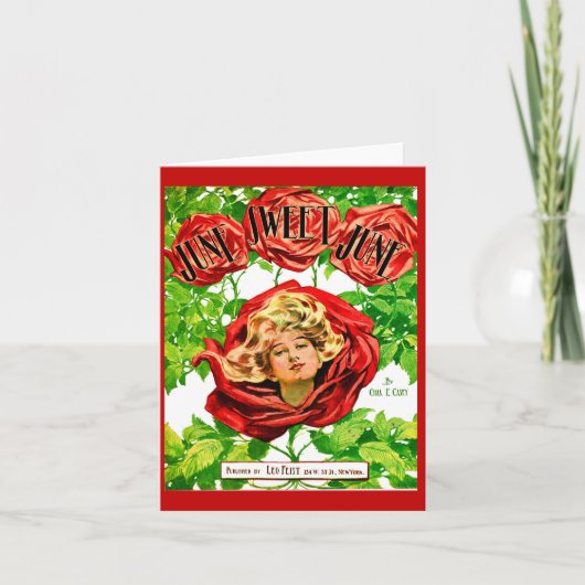 1908年6月甘い6月楽譜カバー ノートカード (正面)