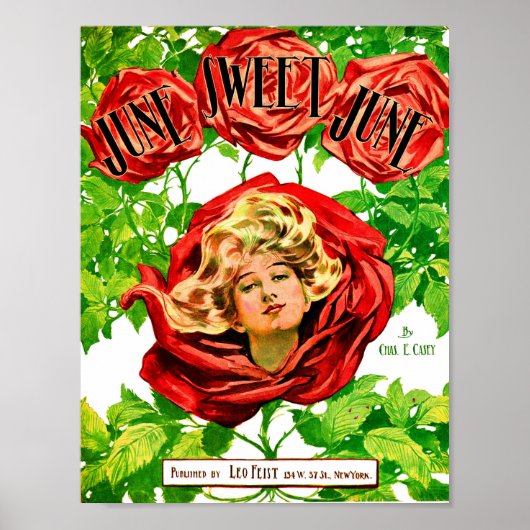 1908年6月甘い6月楽譜カバー ポスター (正面)