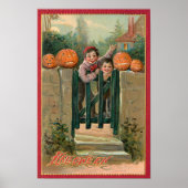 1908年 ビンテージ ハロウィン 男の子とカボチャのポスター ポスター (正面)
