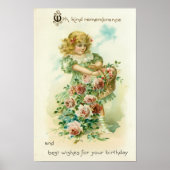 1908年 ビンテージ フラワーガール 誕生日ポスター ポスター (正面)