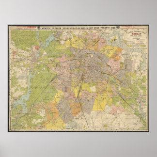 1908年 ベルリン交通計画図 - 歴史的な地図 ポスター