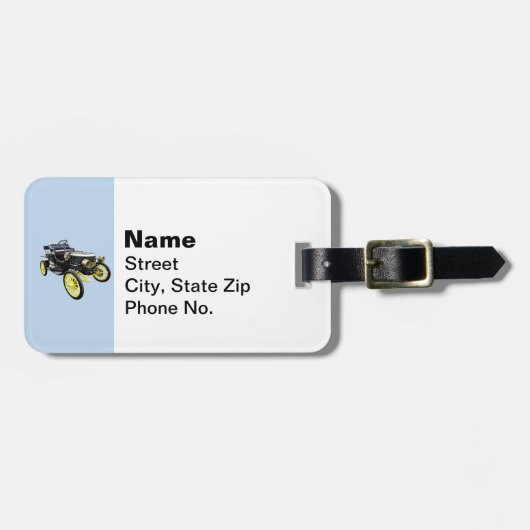 1908 Stanley汽船モーターカー ラゲッジタグ (正面横)