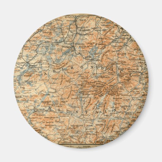 1909年のアディロナックス地図Baedeker's Travel Guide マグネット (正面)