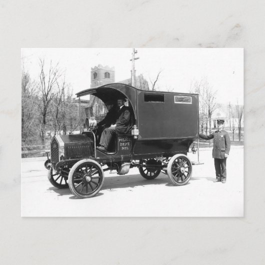 1909年のパトカー。ヴィンテージ写真 ポストカード (正面)