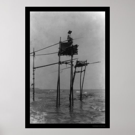 1909年の日本のタワーから魚釣り ポスター (正面)