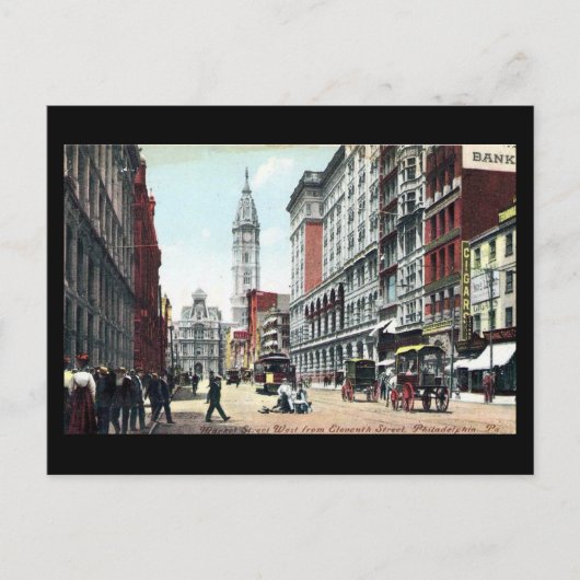 1909年の旧はがき、フィラデルフィアのマーケットセント ポストカード (正面)