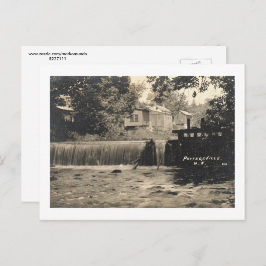 1909年 ポッタースビル(ニュージャージー州) ヴィンテージの滝 ポストカード (正面/裏面)