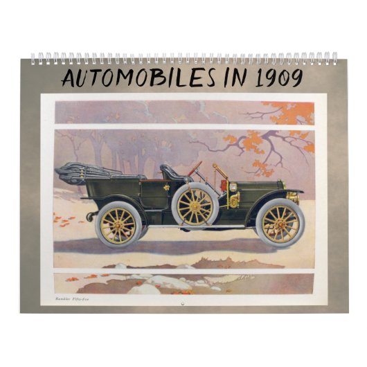 1909自動車 – ヴィンテージクラシックアンティーク自動車 カレンダー (カバー)
