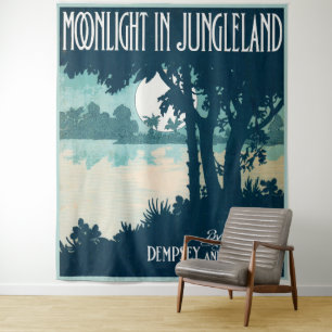 1909 Moonlight in Jungleland楽譜プリント タペストリー