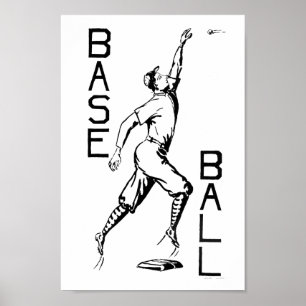 1910ベースボールアートスポーツヴィンテージイラストレーション ポスター