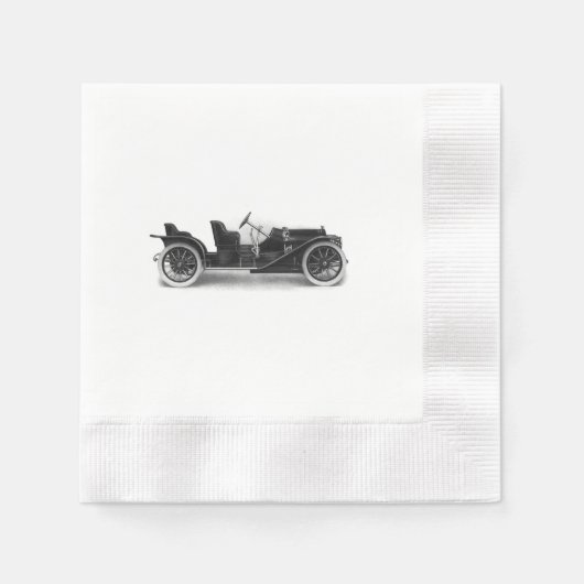 1910ロードスタークラシックアンティーク自動車 縁ありカクテルナプキン (正面)