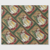 1910ヴィンテージクリスマスタックボーイ&ガール ラッピングペーパー (フラット)