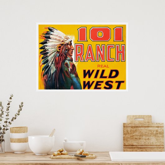 1910実在年のワイルドウェスト・ショー。ヴィンテージ広告の ポスター (キッチン)