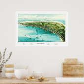 1910年からケープコッド州の州都の地図 ポスター (キッチン)