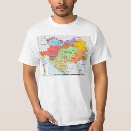 1910年に民族の多様性のオーストリアハンガリーの地図 Tシャツ (正面)