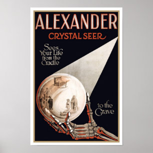 1910年のアレキサンダーによるサイキック・リーディング。ヴィンテージ魔法 ポスター