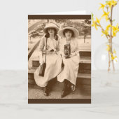 1910年のカメラの女の子頃 カード (黄色い花)
