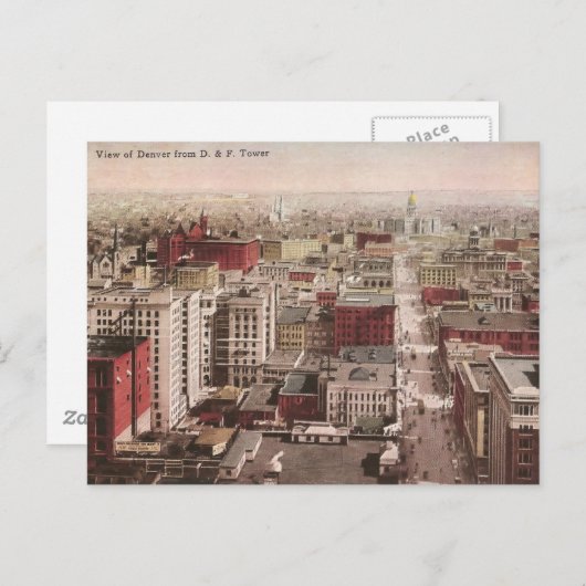 1910年のデンバーの眺め、D&FタワーからのCO ポストカード (正面/裏面)