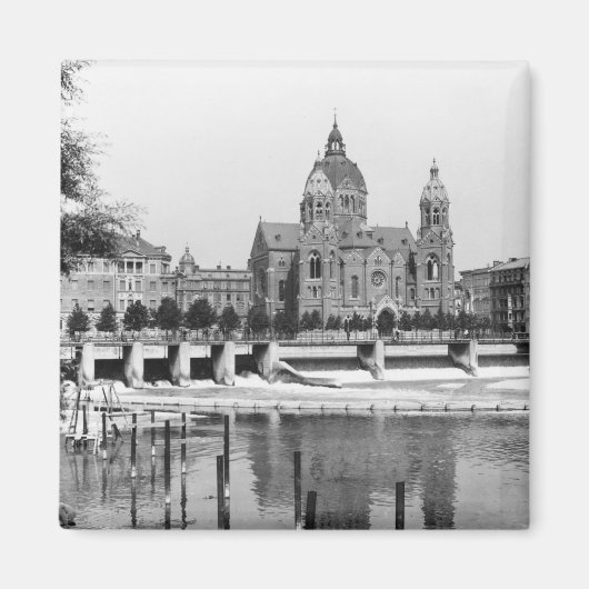 1910年のミュンヘンのイサール川 マグネット (正面)
