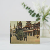 1910年コニー島ルナ公園でゾウに乗る ポストカード (スタンド正面)