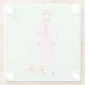 1910年代のファッションイラストレーションレディ&ペキンゲズドッグ ガラスコースター (裏面)