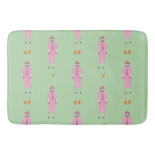 1910年代のファッションイラストレーションレディ&ペキンゲズドッグ バスマット (正面)