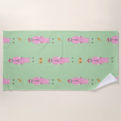 1910年代のファッションイラストレーションレディ&ペキンゲズドッグ ビーチタオル (正面)