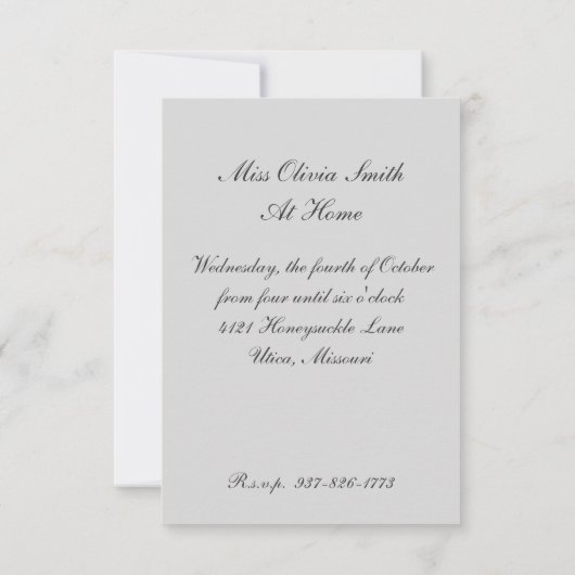 1910年代のポーチの振動茶パーティの招待状 招待状 (裏面)