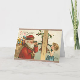 1910年代の小さな少女がサンタにクリスマスの挨拶を呼びかけるビンテージ カード