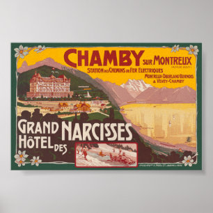 1910年代のChamby sur Montreux Vintage Poster ポスター