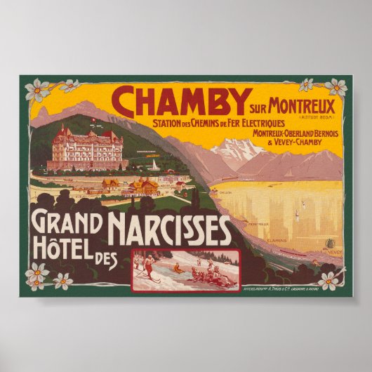 1910年代のChamby sur Montreux Vintage Poster ポスター (正面)